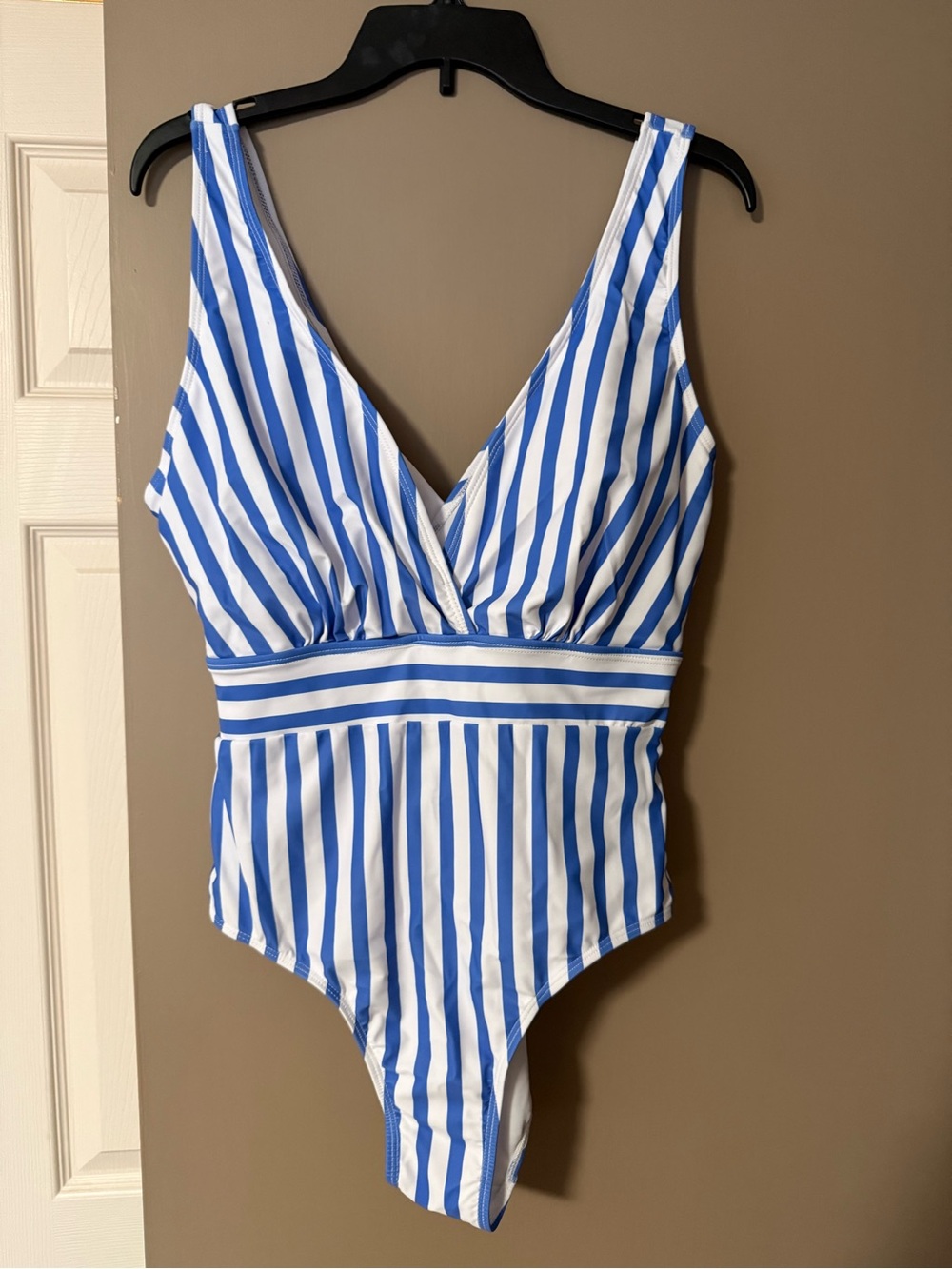 Chic Soul Blue and White Striped One-Piece Swimsuit